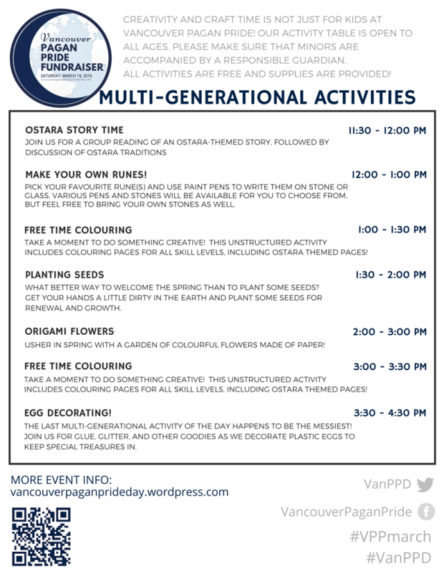 schedule of Multi-generational Activities - VPPmarch
